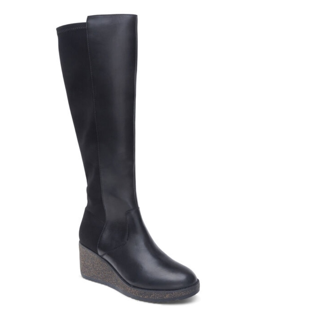 Aetrex Rose Wedge Black Leather Boot